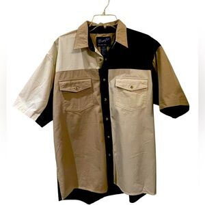 WRANGLER Vintage Brushpopper Cowboy Pearl Snap Wester Shirt Color Block L